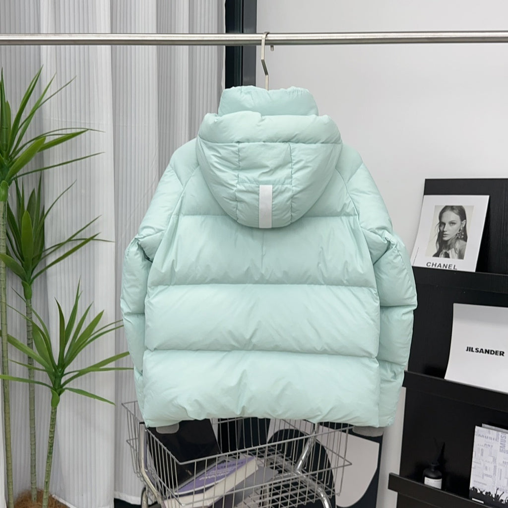 Canada Goose Hooded Puffer Jacket with White Sleeve Patch