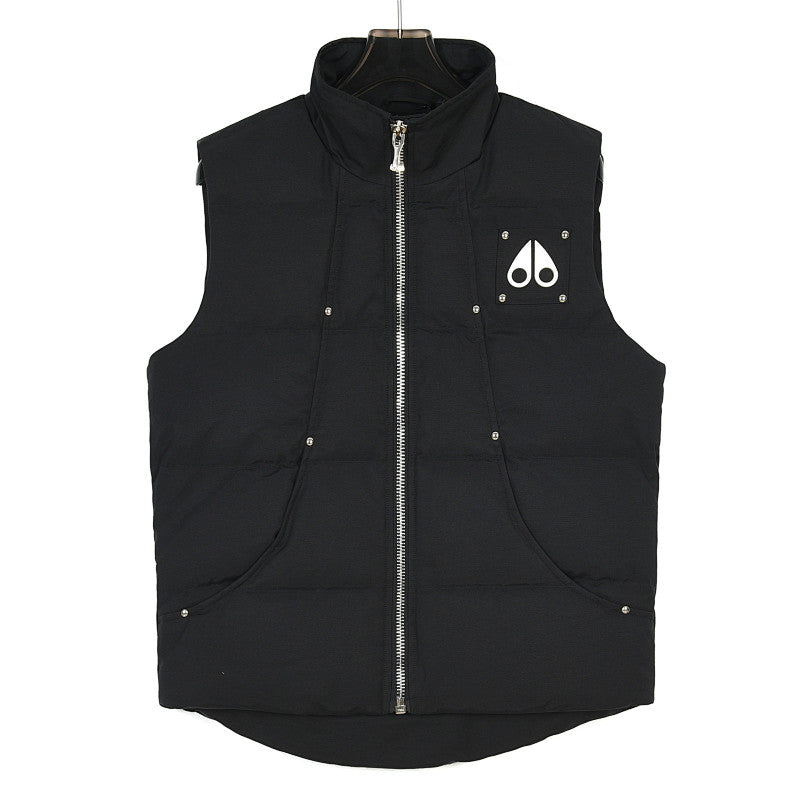 Moose Knuckles Stand-Collar Puffer Vest with Metal Logo and Studs