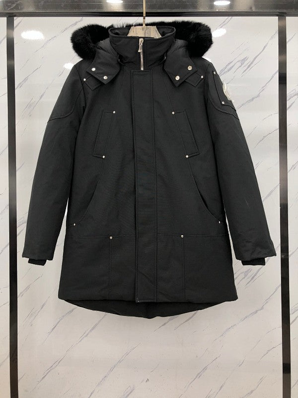 Moose Knuckles Men's Black Longline Hooded Parka