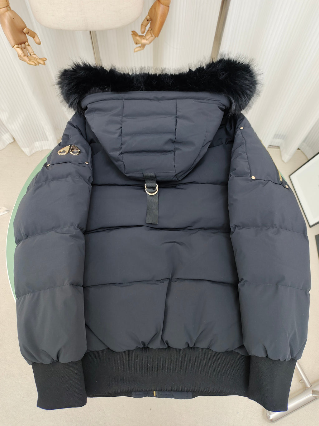 Moose Knuckles Quilted Hooded Bomber Jacket with Gold-Tone Details