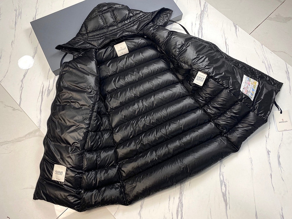 Moncler Long Hooded Puffer Coat in Black