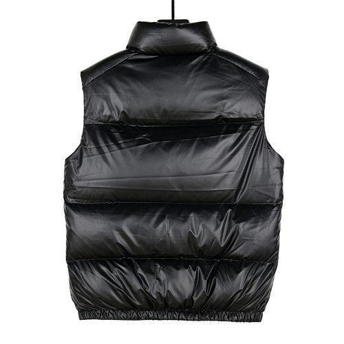 Prada Glossy Stand-Collar Puffer Vest with Large Front Pockets