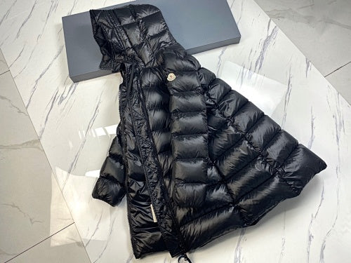 Moncler Long Hooded Puffer Coat in Black