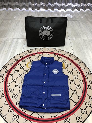 Canada Goose Blue Stand-Collar Puffer Vest with Patch Pockets
