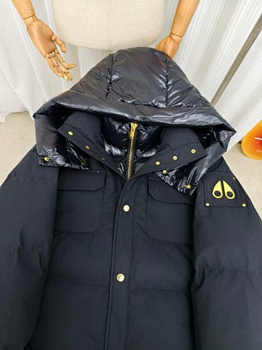 Moose Knuckles Quilted Hooded Bomber Jacket – Gold-Tone Details