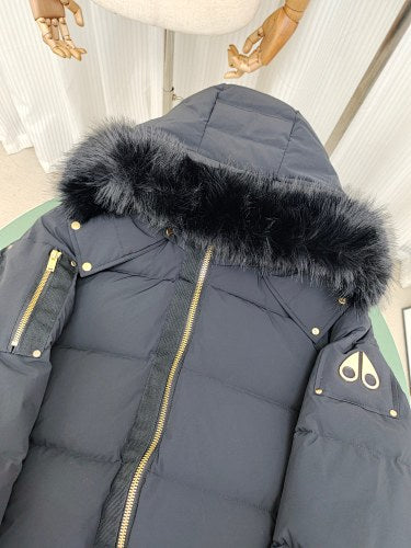 Moose Knuckles Quilted Hooded Bomber Jacket with Gold-Tone Details