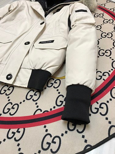 Canada Goose Women's Hooded Bomber Jacket in Cream