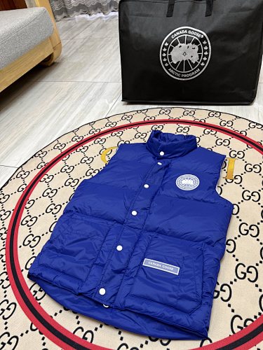 Canada Goose Blue Stand-Collar Puffer Vest with Patch Pockets
