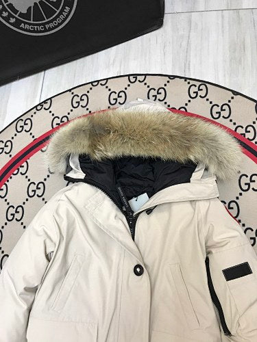Canada Goose Women's Hooded Bomber Jacket in Cream
