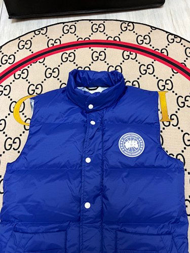 Canada Goose Blue Stand-Collar Puffer Vest with Patch Pockets