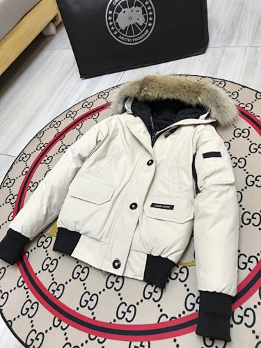 Canada Goose Women's Hooded Bomber Jacket in Cream