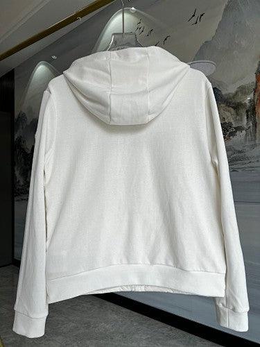 Moncler Hooded Knit Jacket with Quilted Front in White