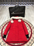 Moose Knuckles Women's Long Hooded Parka with Pom-Pom Details