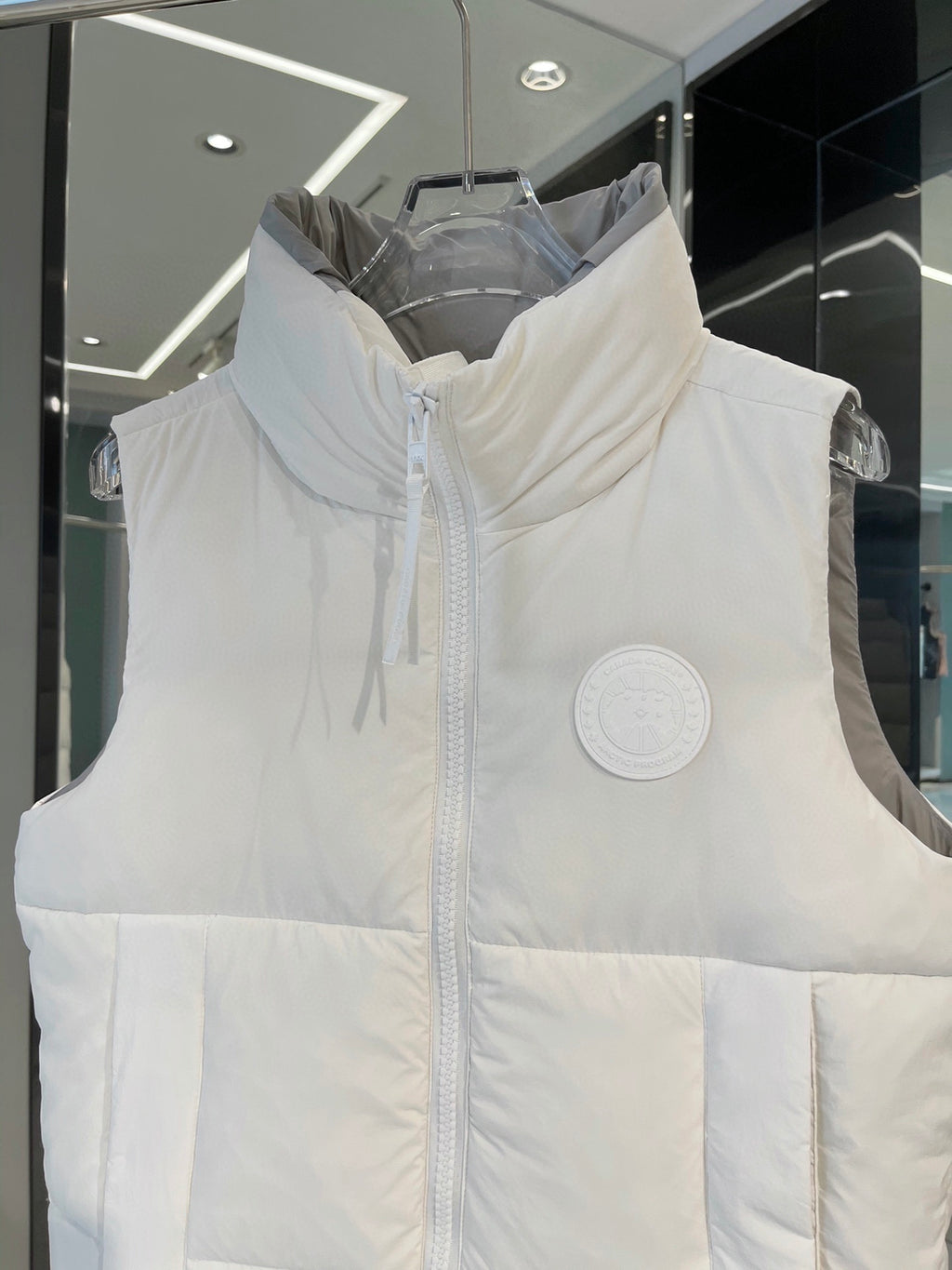 Stand-Collar Puffer Vest with Tonal Logo Patch