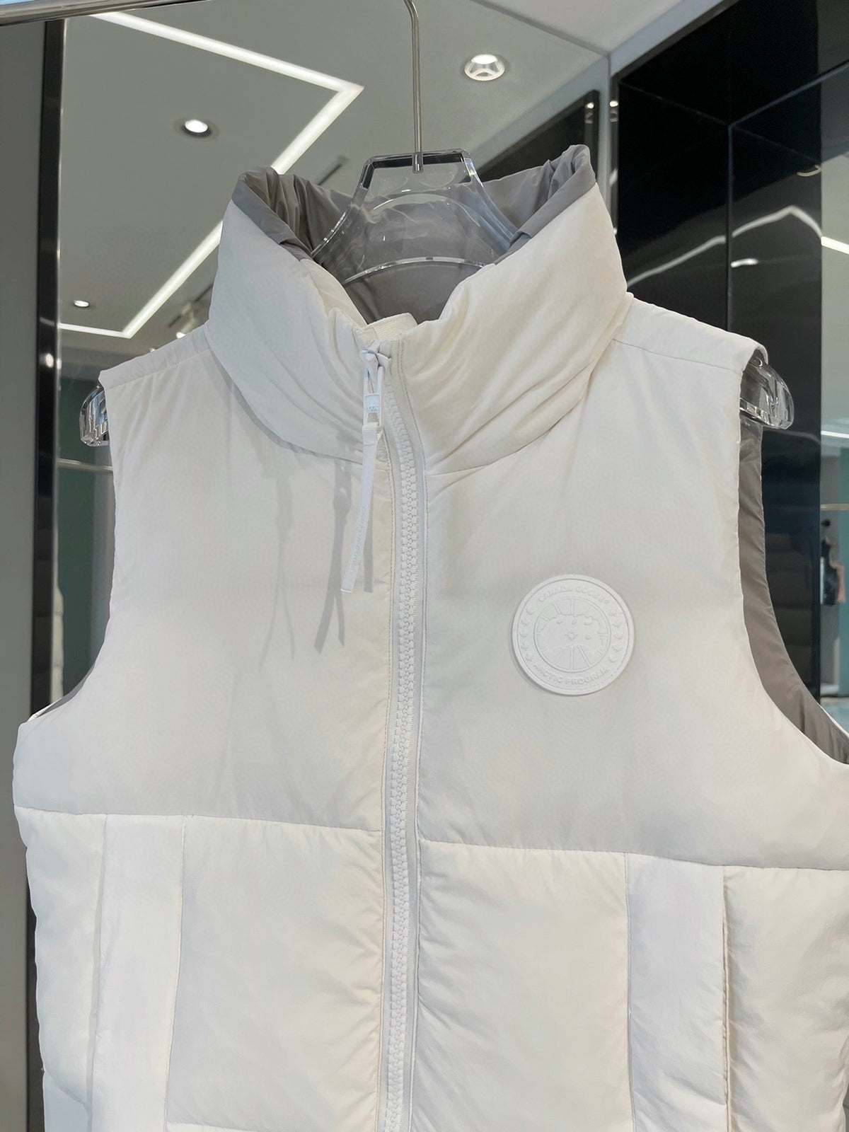 Stand-Collar Puffer Vest with Tonal Logo Patch