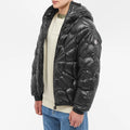 Moncler Violier Spiderweb-Quilted Hooded Puffer Jacket in Black