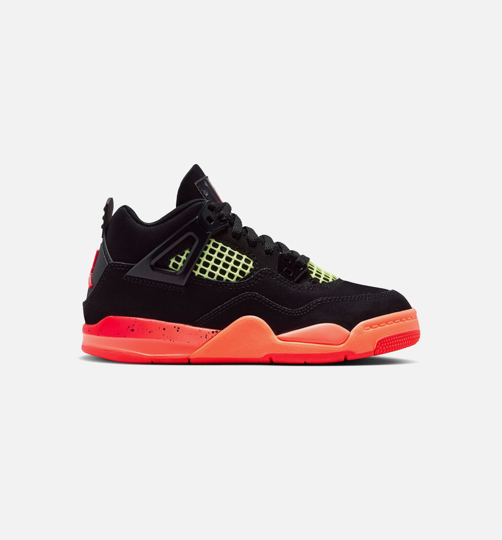 Air Jordan 4 Retro Black Infrared 23 Preschool Shoes - Black Infrared 23 Bright Mango