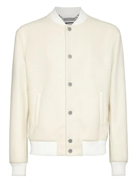 Philipp Plein wool bomber with transparent strass