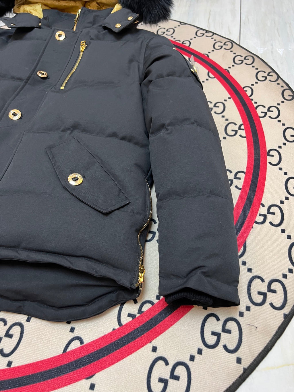 Moose Knuckles Men's Quilted Hooded Jacket with Gold-Tone Hardware