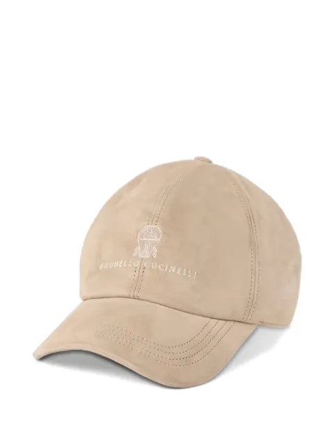 Brunello Cucinelli embroidered suede baseball cap