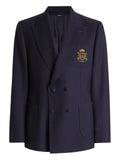 Dolce & Gabbana double-breasted crest-appliqué blazer