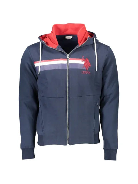 U.S. POLO ASSN. logo-embroidered stripe-detail hoodie