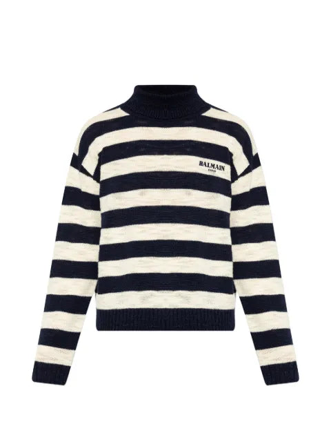 Balmain striped logo-embroidered sweater