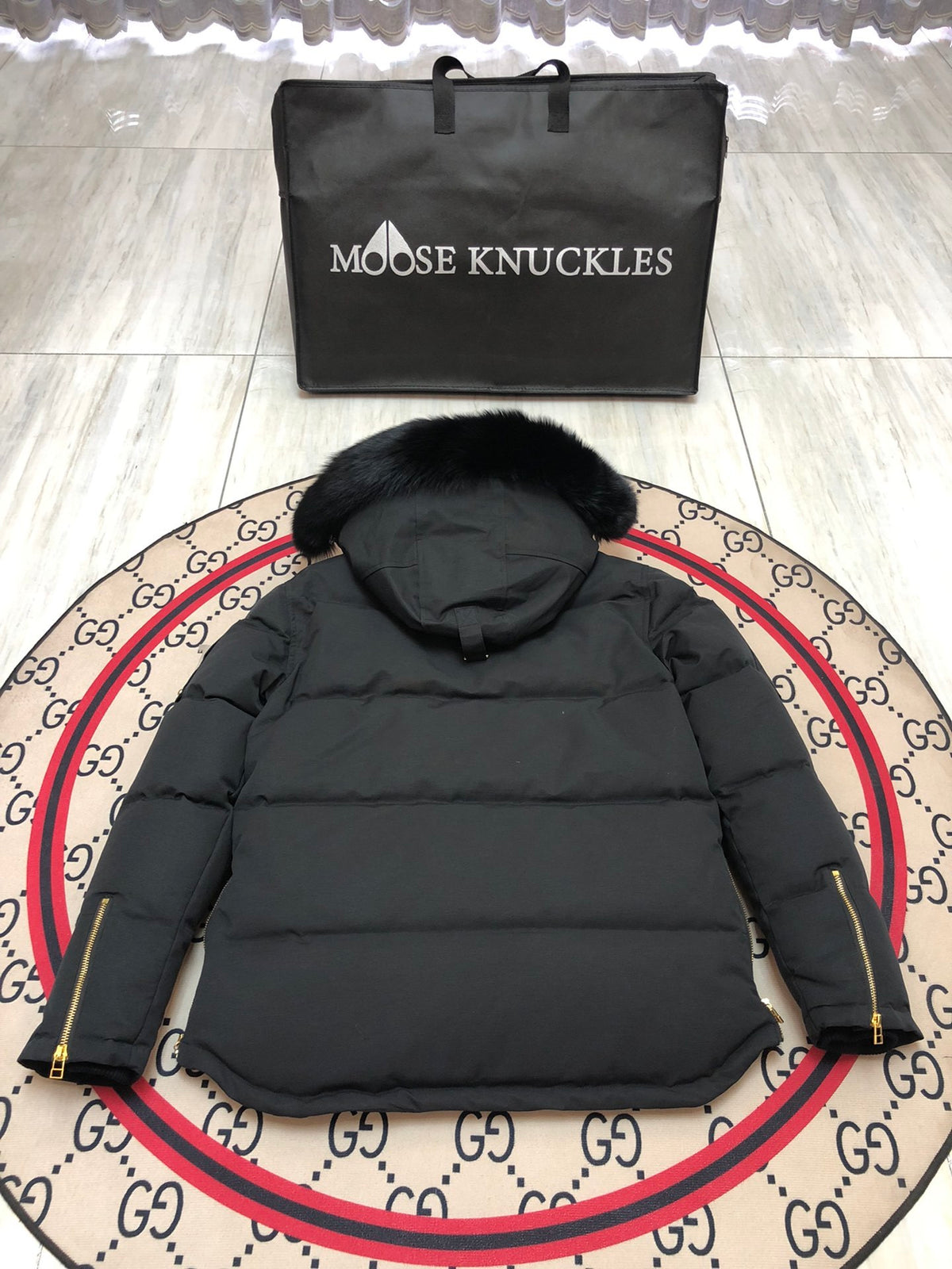 Moose Knuckles Men's Quilted Hooded Jacket with Gold-Tone Hardware