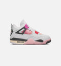 Air Jordan 4 Retro Comic Grade School Lifestyle Shoes - Off White/Fire Pink/Anthracite