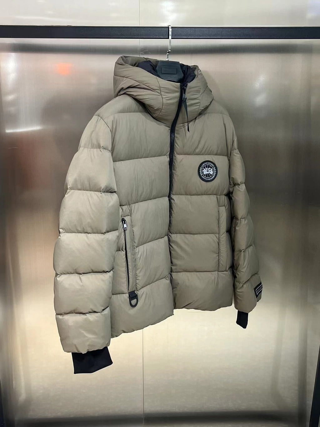 Canada Goose Hooded Puffer Jacket with Black Chest Patch