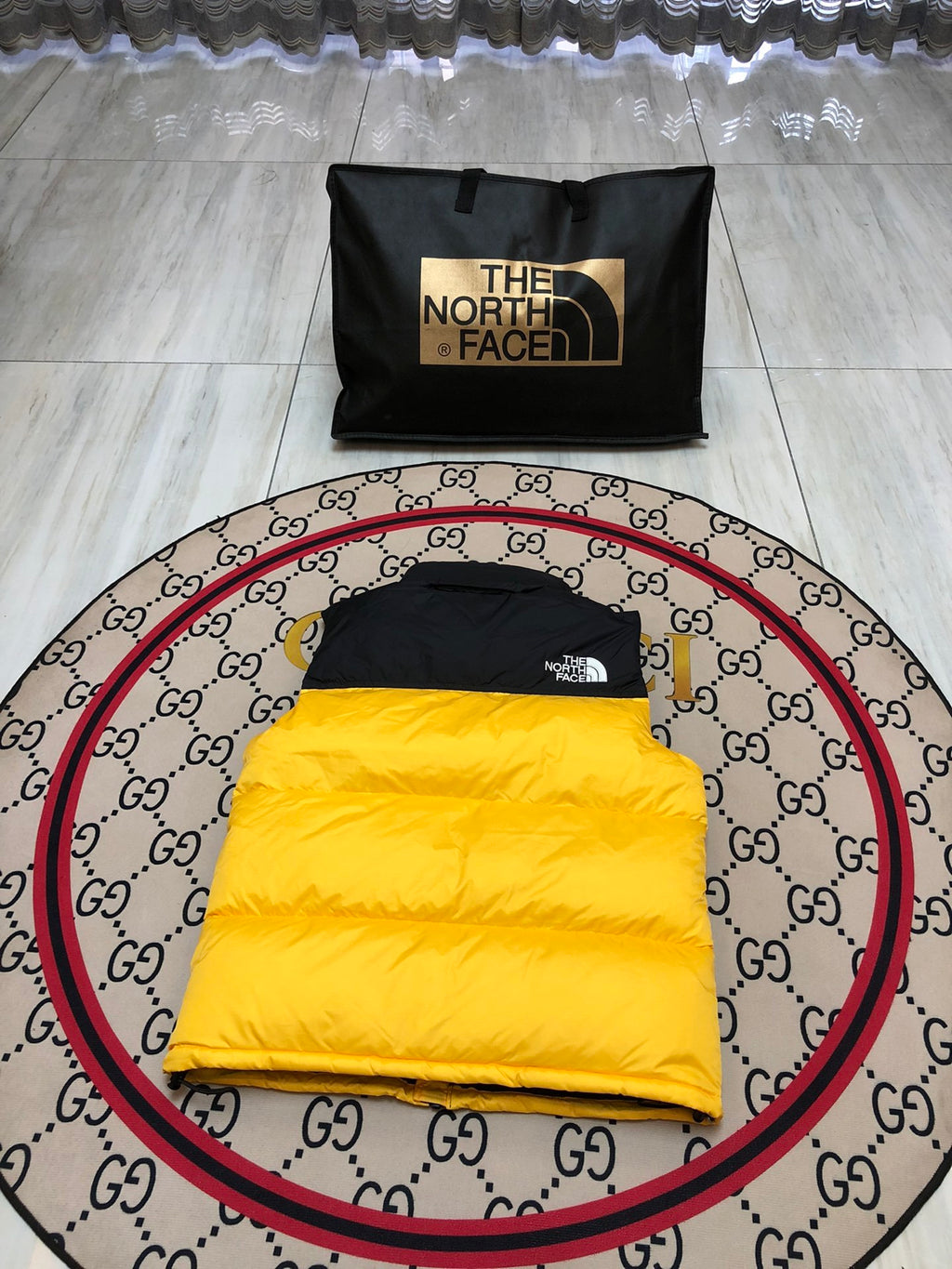 The North Face Unisex Color-Block Puffer Vest in Yellow