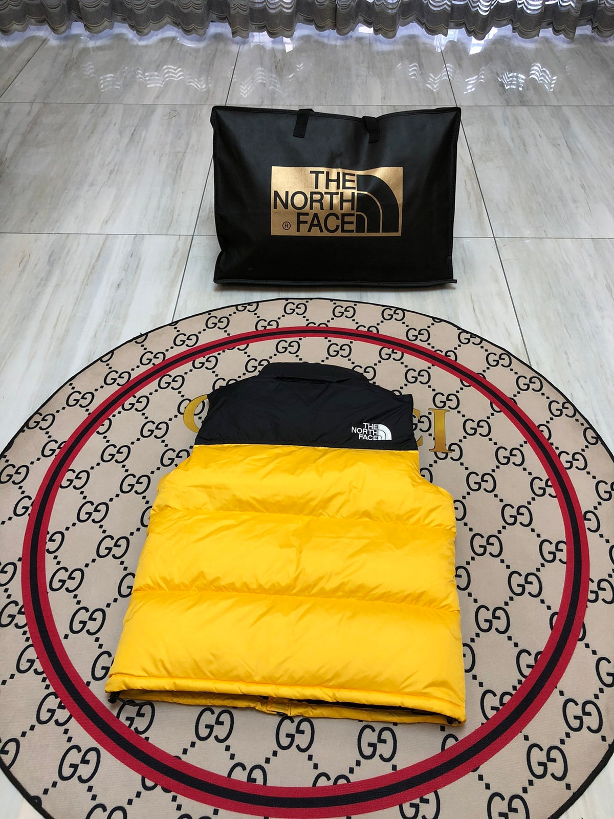 The North Face Unisex Color-Block Puffer Vest in Yellow