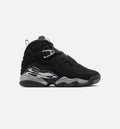 Air Jordan 8 Retro Chrome Black and Light Graphite Grade School Sneakers - Black/White/Light Graphite