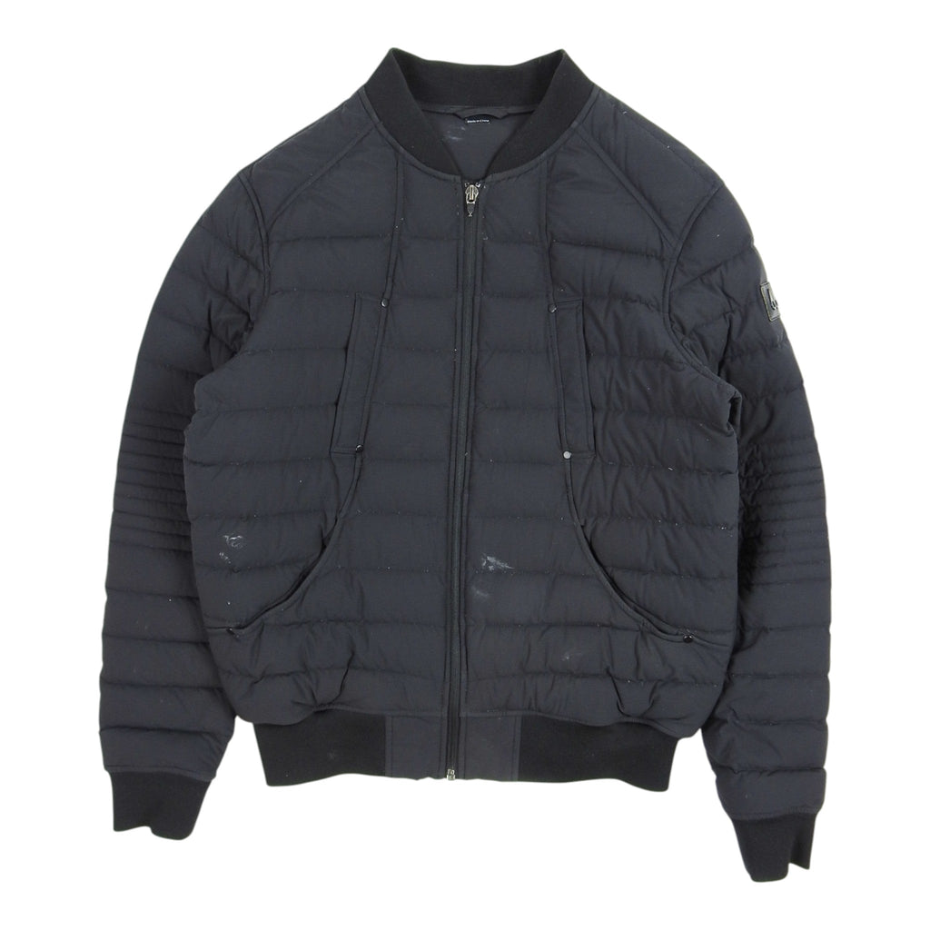 Moose Knuckles Black Quilted Down Bomber Jacket