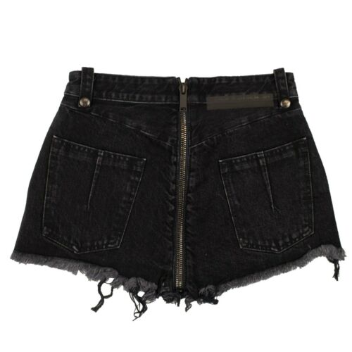 Black Denim Distressed Hem Short Pants