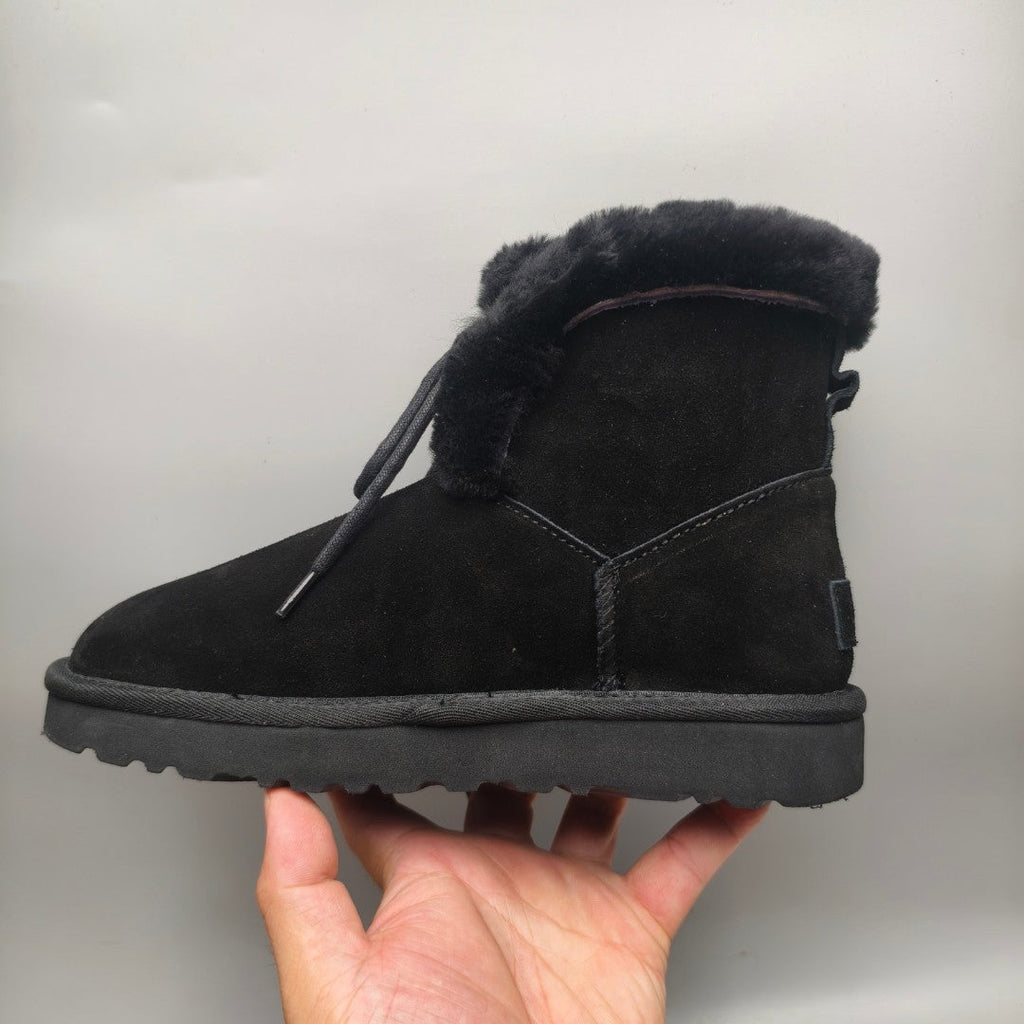 Black Mid-Top Lace-Up Casual Sneakers — New Arrival | In Stock