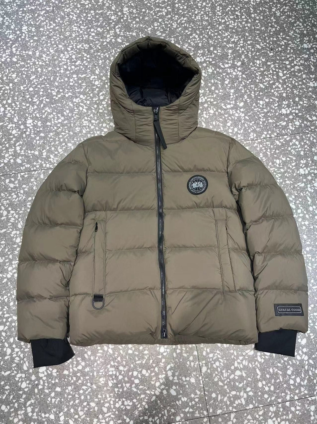 Canada Goose Hooded Puffer Jacket with Black Chest Patch