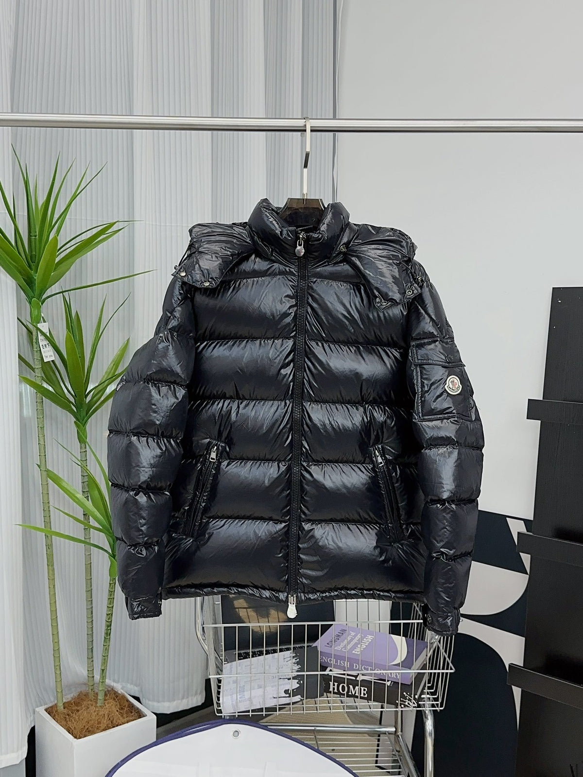 Moncler Maya Glossy Hooded Puffer Jacket