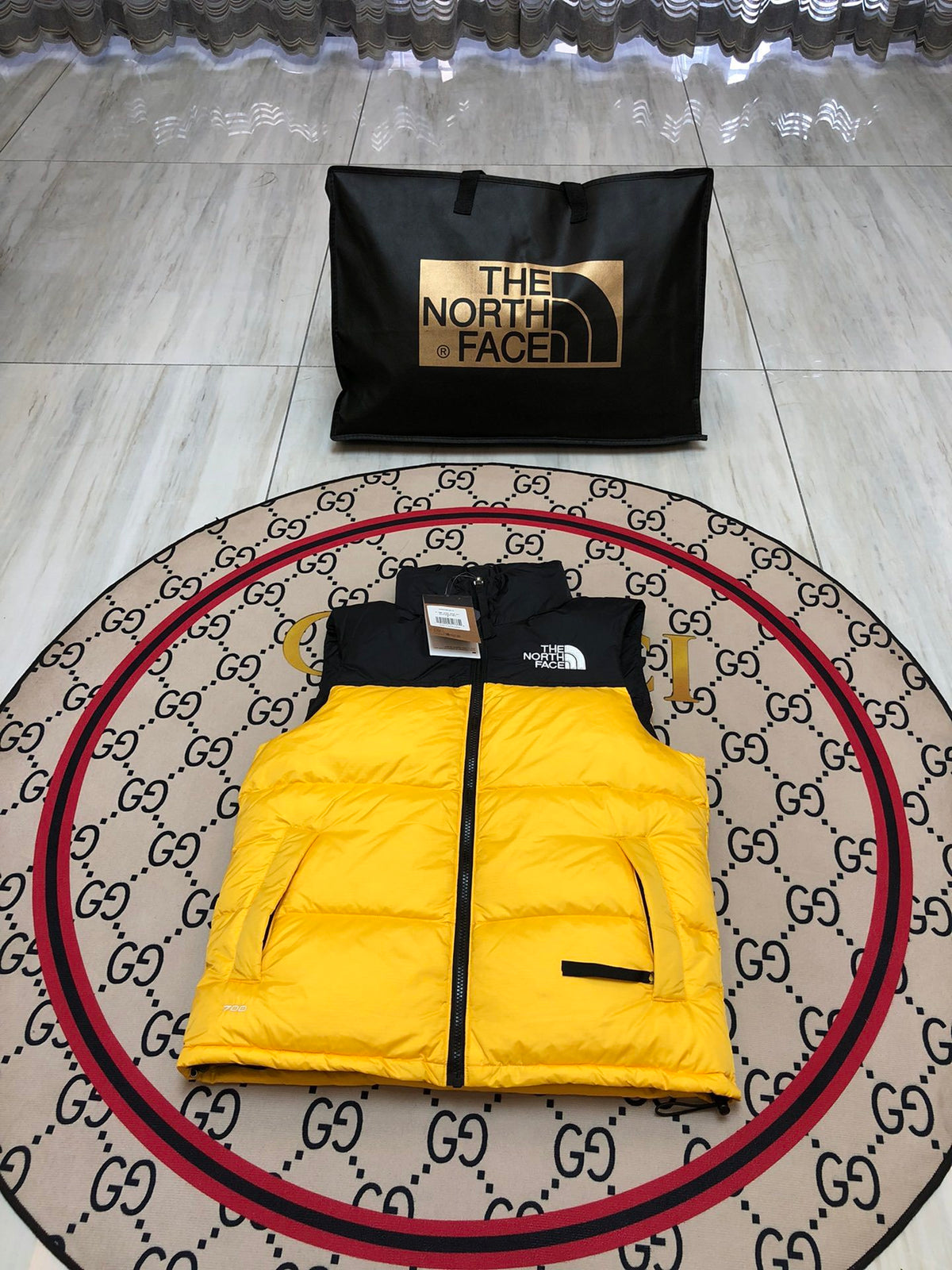 The North Face Unisex Color-Block Puffer Vest in Yellow