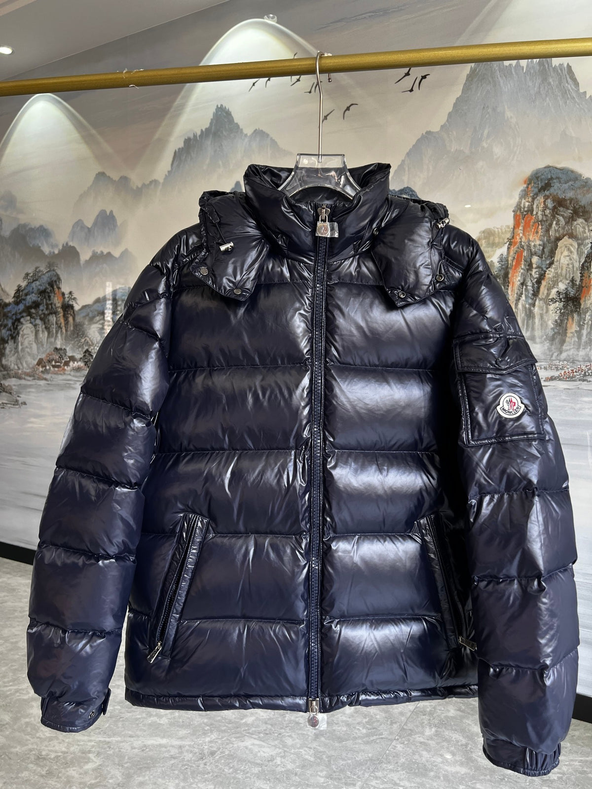 Moncler Maya Glossy Hooded Puffer Jacket