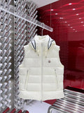 Moncler Hooded Down Vest with Logo Lettering