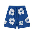 Denim Tears Cotton Wreath Graphic Shorts - Royal Blue / Relaxed Streetwear Fit