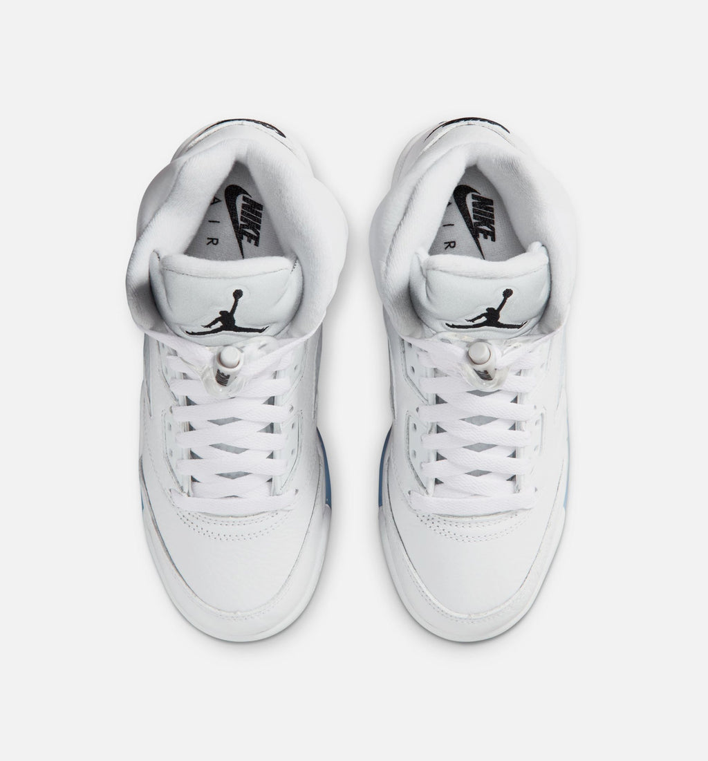 Air Jordan 5 Retro OG White Metallic Grade School Lifestyle Shoes - White/Black/Metallic Silver