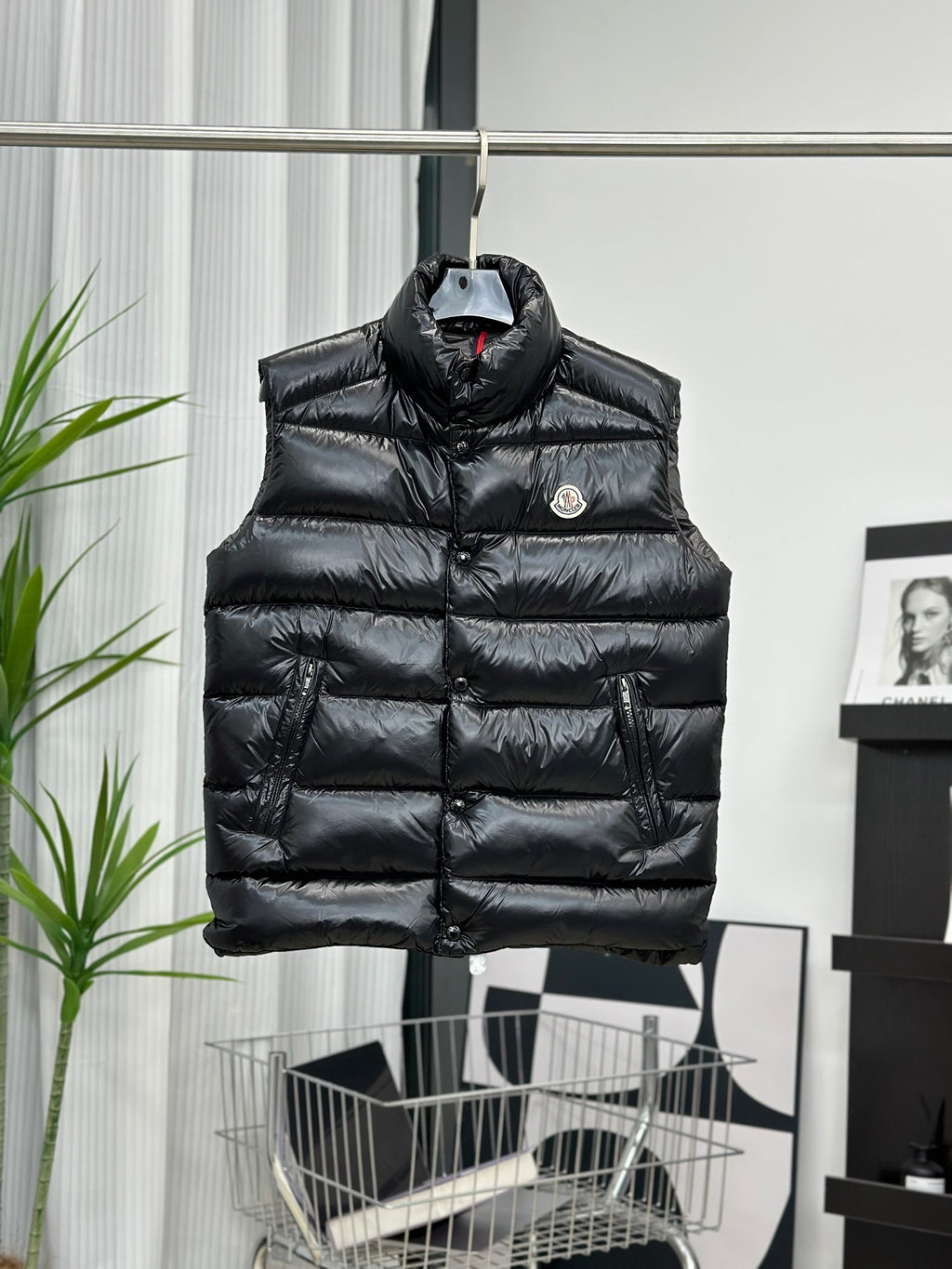 Moncler Stand-Collar Quilted Vest with Zip Pockets