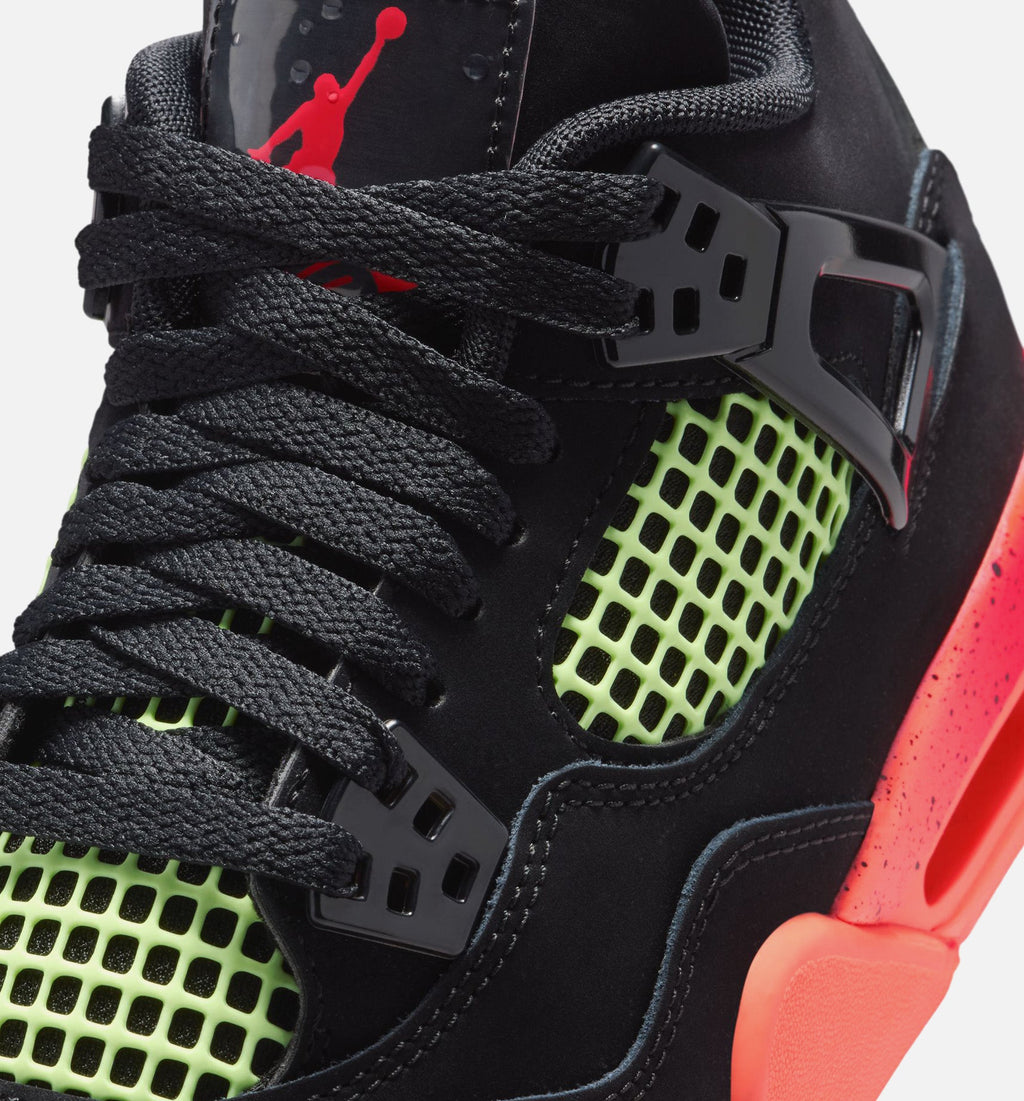 Air Jordan 4 Retro Grade School Lifestyle Shoe - Black/Infrared 23/Bright Mango