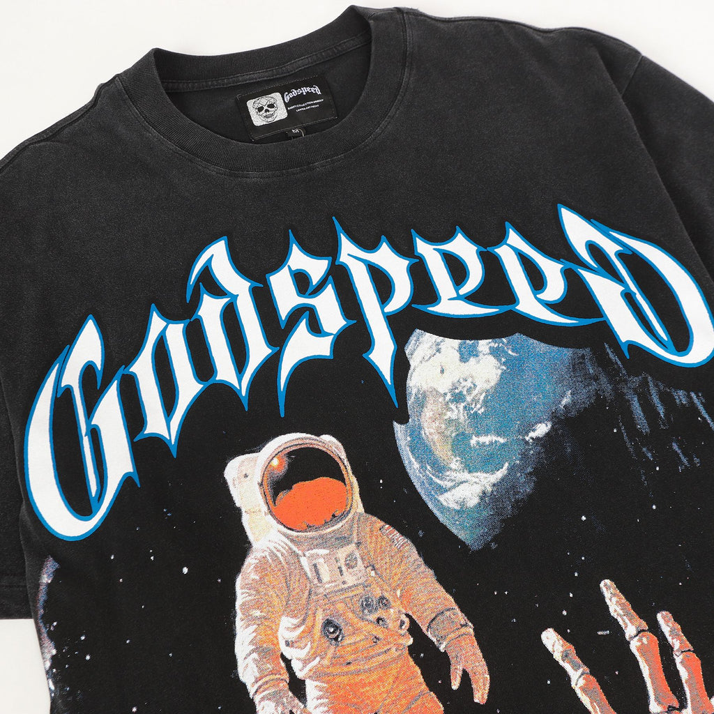 Godspeed Astronaut Back Print Washed Graphic T-Shirt