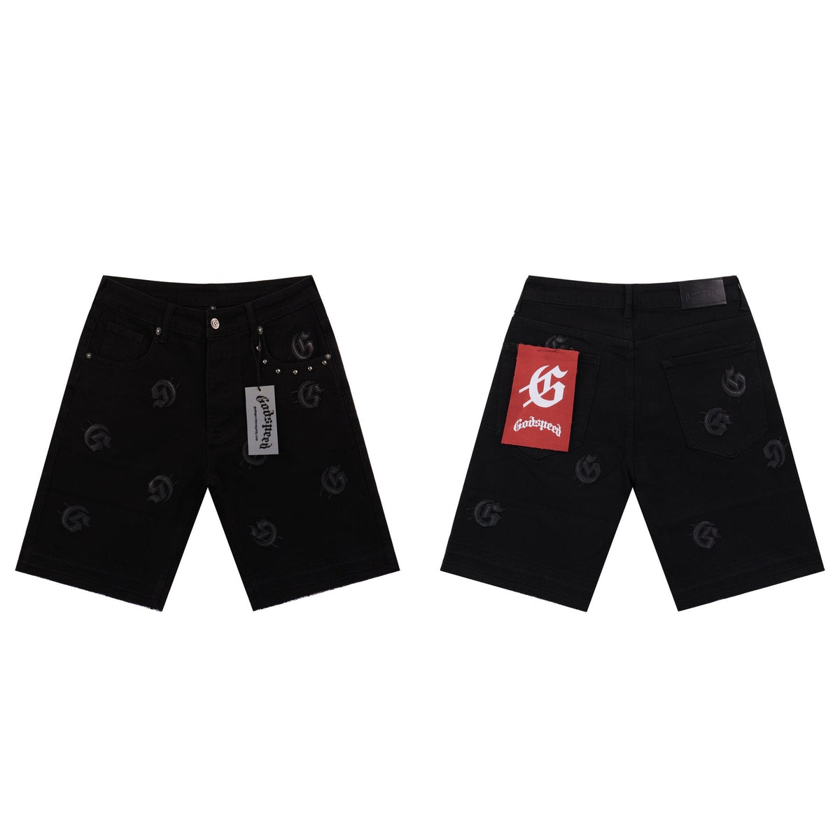 Godspeed Embroidered Denim Shorts