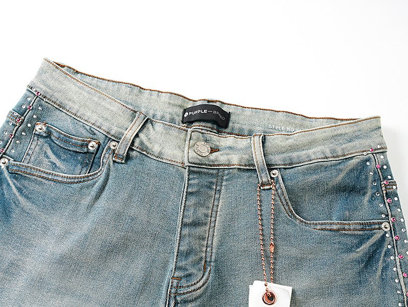 Purple Brand Light Blue Studded Denim Shorts