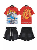 Godspeed Cowboy Graphic Short-Sleeve Set - Red Top / Black Shorts