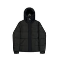 Quilted Puffer Jacket with Black Hood and High Collar